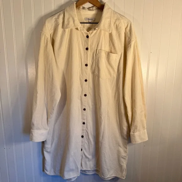 Madewell Corduroy Long-Sleeve Mini Shirtdress 100% Cotton Size Large - Picture 4 of 14